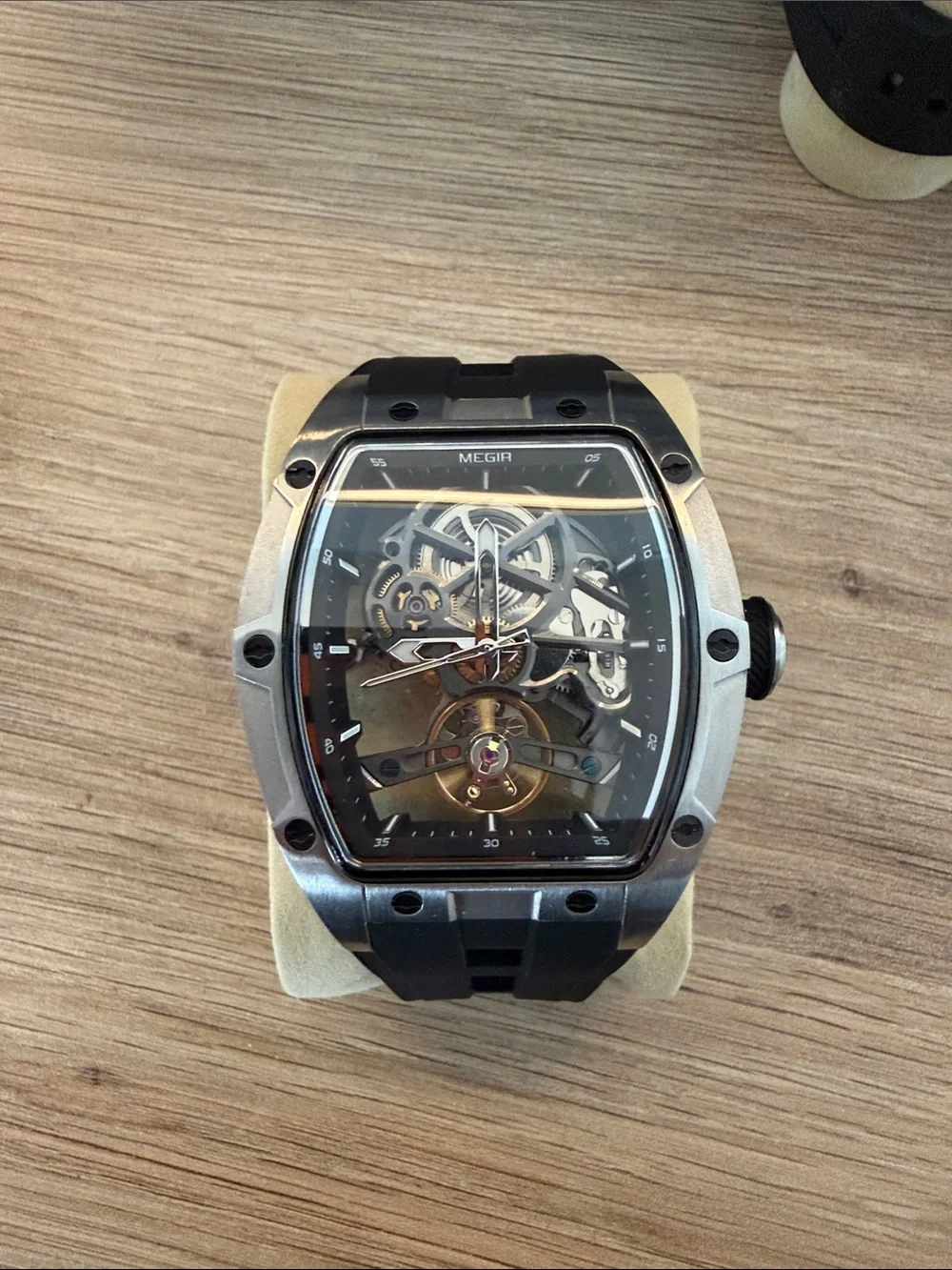 Men’s Black and Silver Skeleton Sport Watch